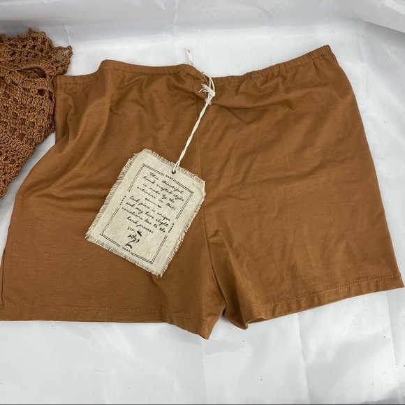 Free People Sz Medium Brown Crochet Knit Jumper OB1260345 - Picture 4 of 11